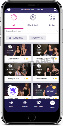 Live Casino of Vbet iOS app