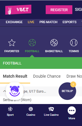 Mobile screenshot of Vbet